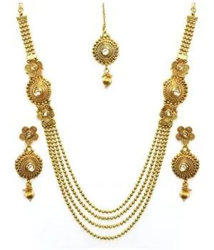 YouBella Antique Kundan Traditional Maharani Temple Necklace Set / Jewellery Set with Earrings for Women