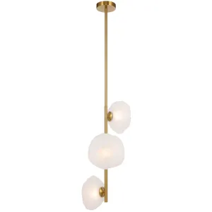 Zeeca 3 Light Vertical Antique Gold with Frost Textured Glass Contemporary Pendant
